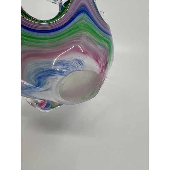 VNTG Murano Multi-Color Pastel Swirl Hand-Blown Art Glass Basket Bowl Easter - Picture 6 of 10